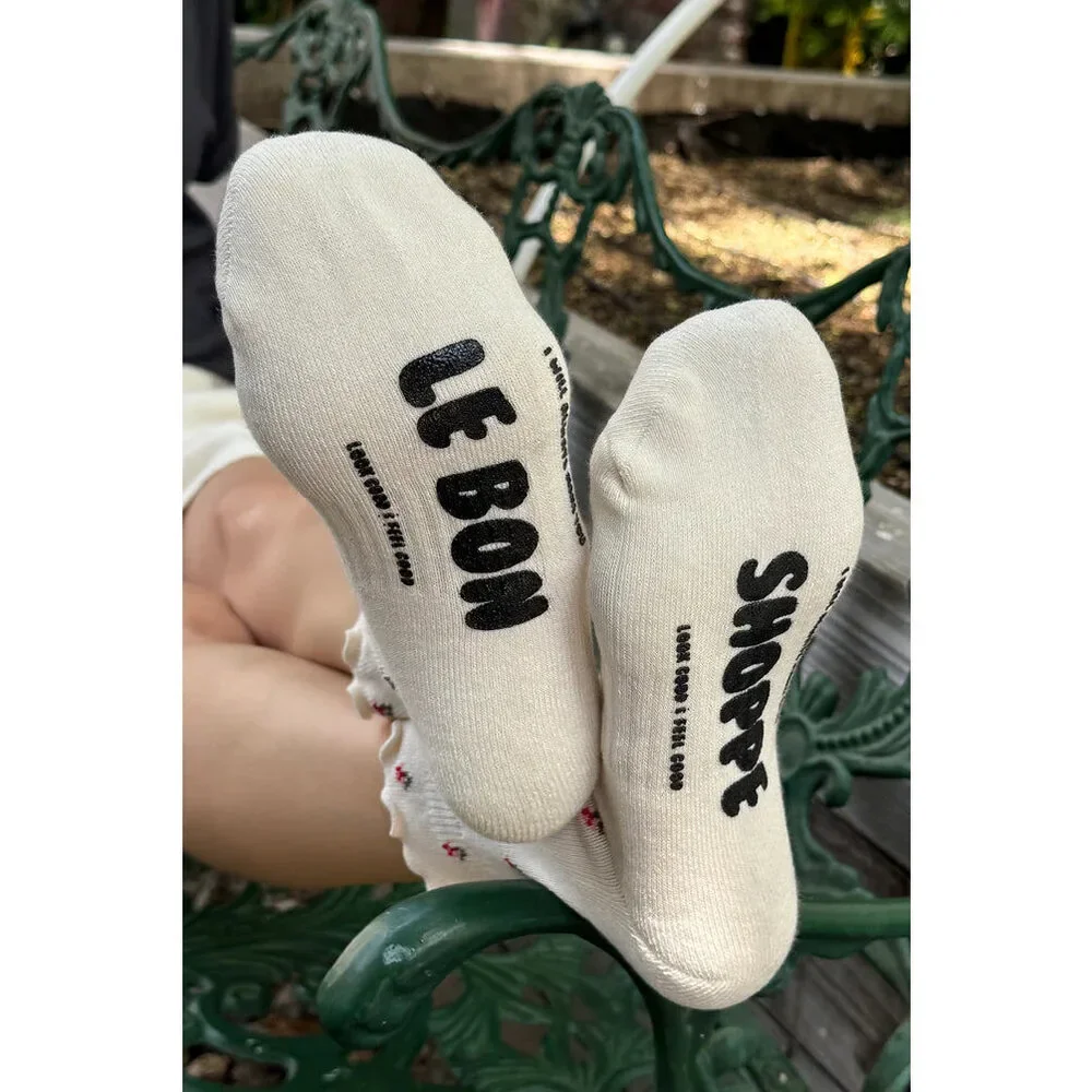 Le Bon Shoppe - Petal Ruffled Hugger Crew Socks | Cream Petal